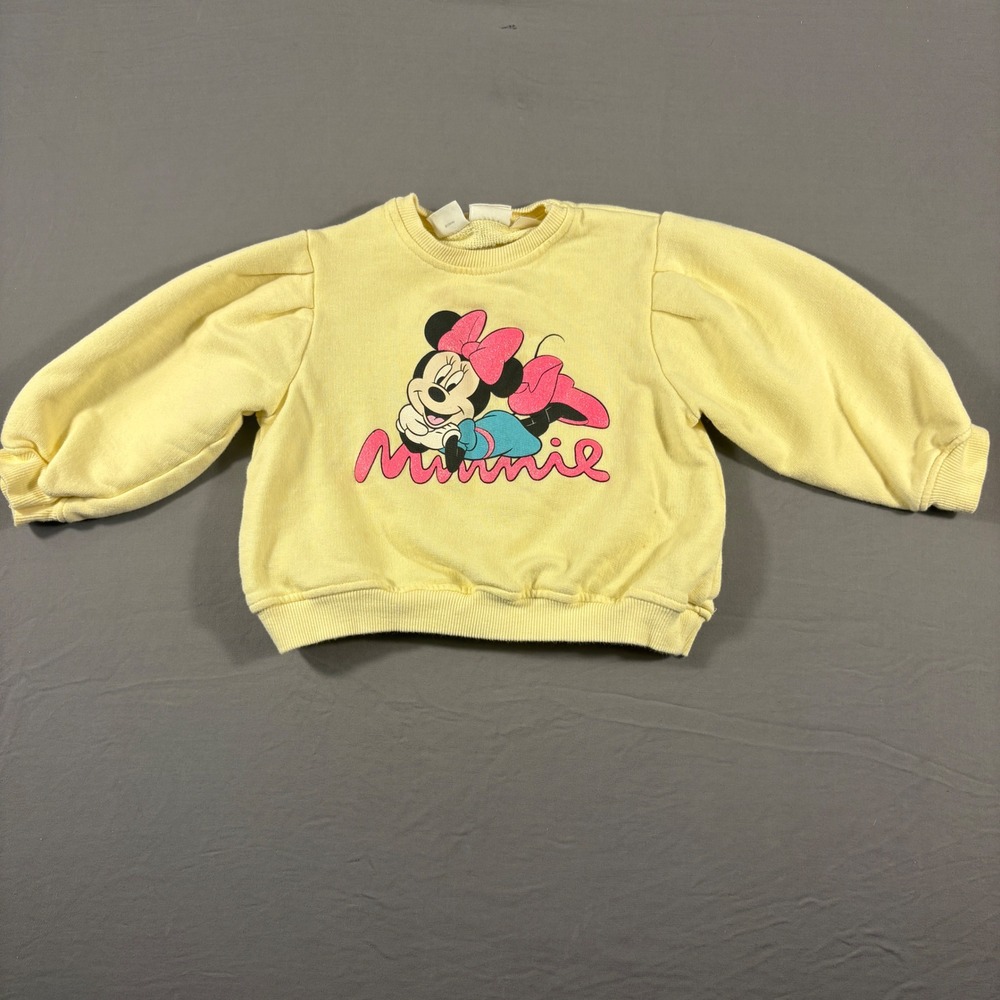 Zara Baby Disney Minnie Mickey Mouse Yellow Sweatshirt Glitter 9-12 Months